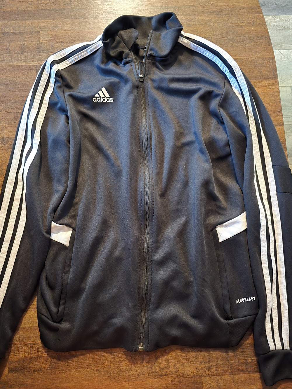 adidas Black Lightweight Track Jacket with White Stripes
